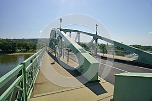 The steel bridge over river Danube between Esztergom and Sturovo towns