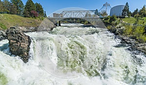 Steel bridge in Riverfront Park on the sunny day,Spokane,Washington,usa