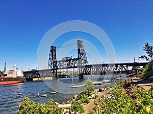 steel bridge on a sunny summer day