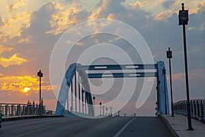 Steel bridge and sunset