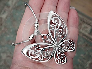 Steel butterfly pendant bijou