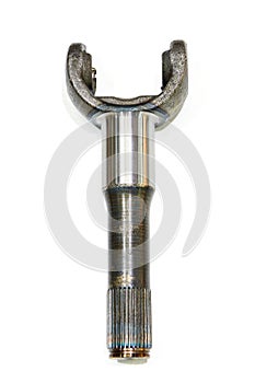 Steel cardan shaft isolated white