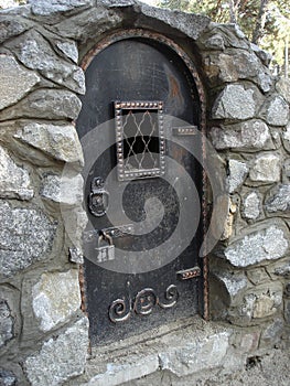 Steel cellar door with padlock