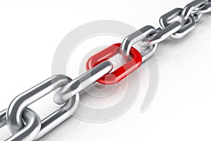 Steel chain with red link