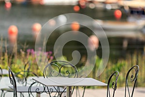 Steel chair and table fragment