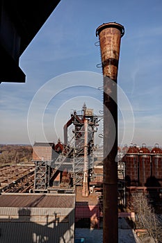 Steel chimney furnace factory Landschaftspark, Duisburg, Germany