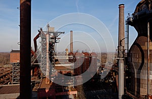 Steel chimneys furnaces factory Landschaftspark, Duisburg, Germany photo