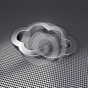Steel cloud on metal perforated. 3d image