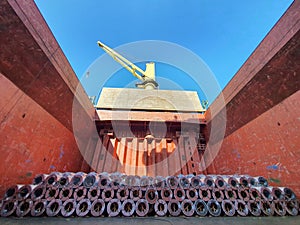 Steel coil in cargo hold