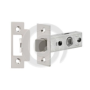 Steel-colored interior latch with a standard rubberized transom for noise insulation and a striker