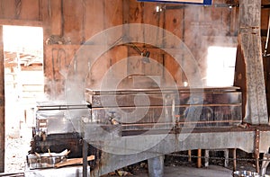 Steel condenser for maple syrup in operation