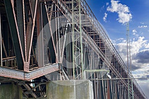 Steel construction as a railway bridge in Germany with riveted steel girders