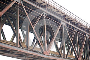 Steel construction as a railway bridge in Germany with riveted steel girders