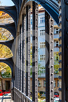 Steel construction of the Bridge Gerickesteg in Berlin