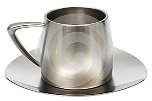 Steel cup with saucer