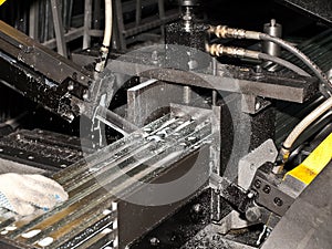 Steel cutting process.