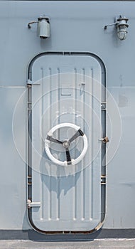 Steel door on battleship