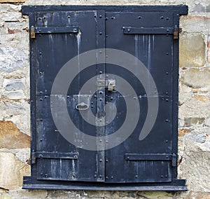 Steel Door on a Stone Building