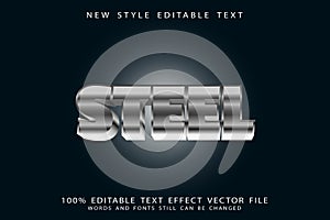 Steel editable text effect 3D emboss vintage style