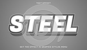 Steel editable text effect in 3d style