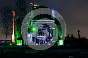 Steel factory industry Landschaftspark, Duisburg, Germany, night