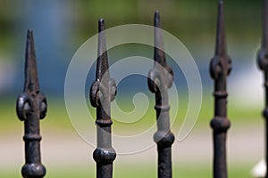 Steel fence, details made of black steel