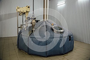 Steel fermentation mash vat at brewery