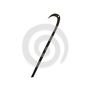 Steel fire hook flat icon isolated on white background
