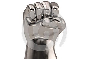 A steel fist isolated on white background. 3D illustration