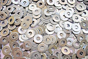 Steel flat washer close up.