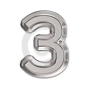 Steel font Number 3 THREE 3D