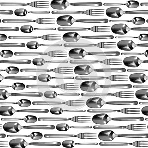 Steel fork, spoon, teaspoon, restaurant and kitchen equipment