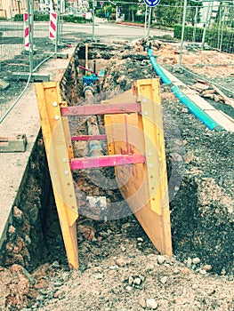 Steel Formwork Around Water Tube. Preparation for for filling