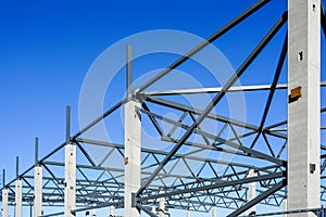 The steel frame of a building under construction