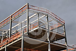 Steel frame and roof of a building under construction