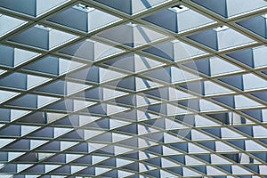 Steel frame roof structure architecture details pattern in a modern building