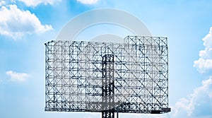 Steel frame structure big billboard Against blue sky