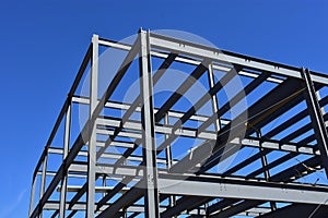 Steel framework of new commercial building.