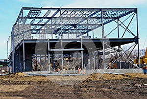 Steel framework of new commercial building.