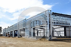 Steel framework of new commercial building.