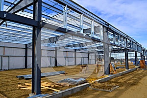 Steel framing used for new commercial building.