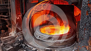 A steel furnace in an urban steel mill is fueled by natural gas creating jobs and powering industrial growth photo