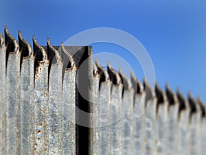 Steel galvaized security fence.