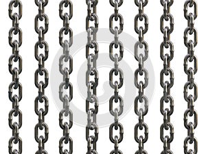 Steel galvanized chain isolated on white background. 3D Illustration