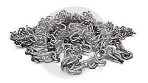Steel galvanized chain isolated on white background. 3D Illustration