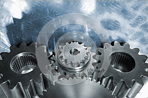 Steel gears and blue titanium photo
