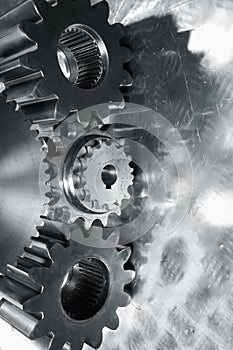 Steel gears in silver toning