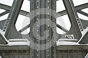 Steel Girders on a Metal Truss Bridge