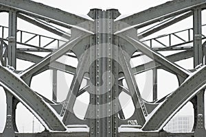 Steel Girders on a Metal Truss Bridge