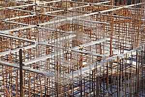 Steel grid on the construction site